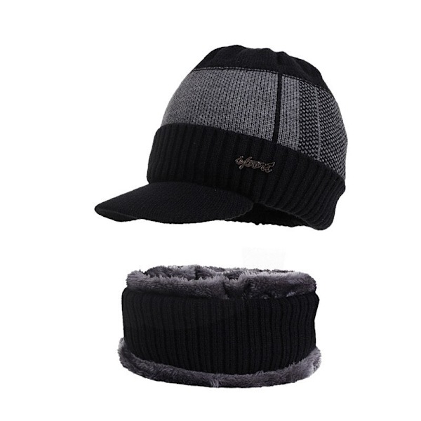 Vintermössor för män Skullies Beanie Mössa Vintermössa Män Kvinnor Ullscarf Mössor Set Balaclava Mask Gorras Bonnet Stickad Mössa Gray Cap One Size