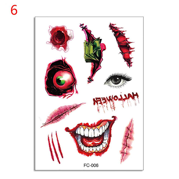 Kasvomeikki Tarra Erikoisvedenkestävä Kasvotatuointi Kuolleiden päivä Pääkallonaamiointi Halloween Väliaikaiset tatuointitarrat S06