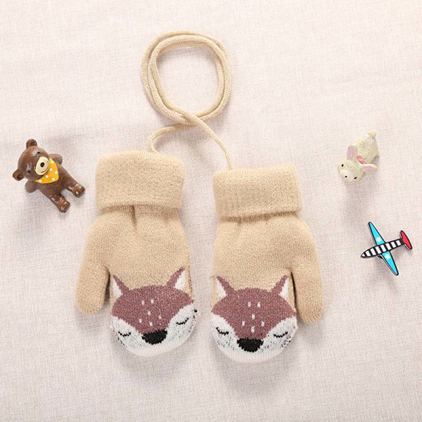 Tegneserie Rev Babyvotter Vinter Varme Barne Baby Jente Hansker Strikkede Barn Småbarn Tannvotter Handschoen style1 peach