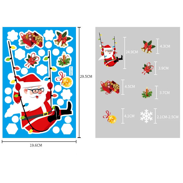 Jul Glasdekaler Heminredning Ornament Jul Snöflinga Jultomte Dörr Butiksfönster Dekal Nyår Juldekoration 21