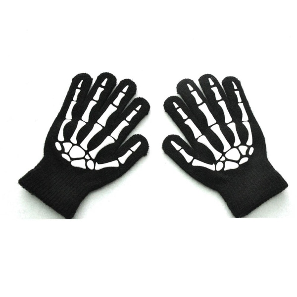 1 par magiske handsker til piger og drenge, fuld finger, strækbare, strikkede, varme vinterhandsker, blandede farver, strikkede handsker, 2 modeller black gloves