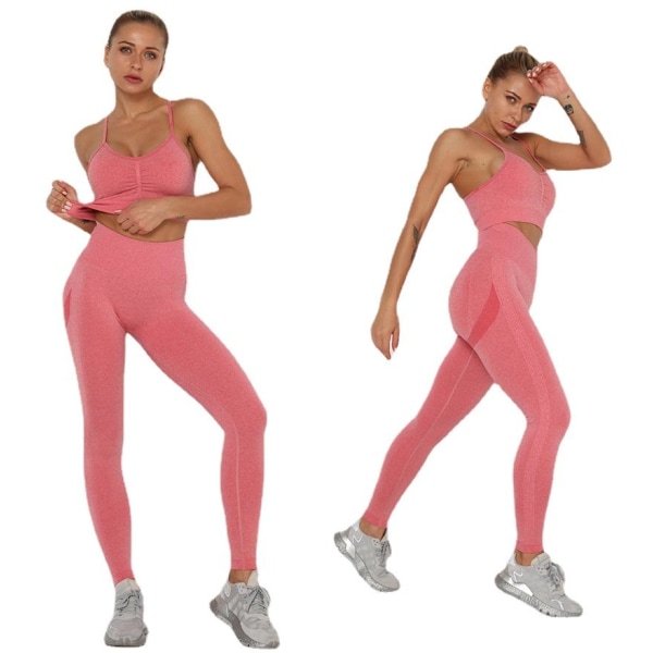 Yoga Sæt Fitness Tøj Sexet Sportstøj Til Kvinder Pink 2 M