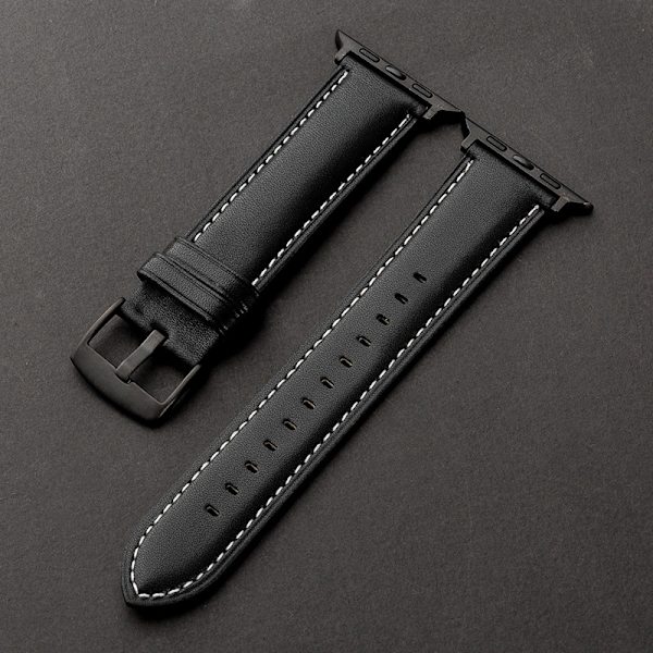 Klockarmband för Apple Watch iwatch 42/44/45/49mm Mikrofibernålmönster - Svart Rem - Svart Gränssnitt