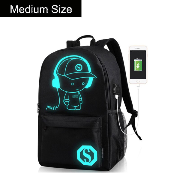 Anime Självlysande Oxford Skolryggsäck Dagväska Axelväska Under 15,6 tum med USB-laddningsport och Lås Skolväska för Pojkar Flickor B medium size 1 pc