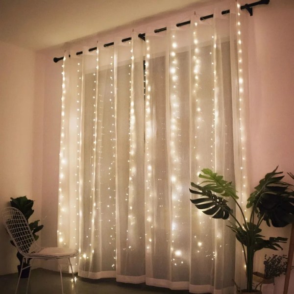 Julelys Gardin Guirlande Glædelig Jul Dekorationer Til Hjemmet Julepynt Julegaver Navidad 2024 Nytårsindretning Multicolor 1Mx3M 100LED