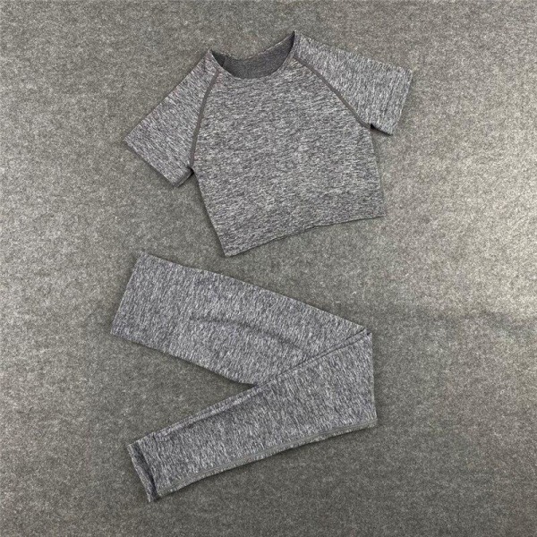 Jooga Rintaliivit Crop Top Urheiluliivit Treenausasu Saumaton Polyesteri Kuntosalisetti 2pcs Gray S
