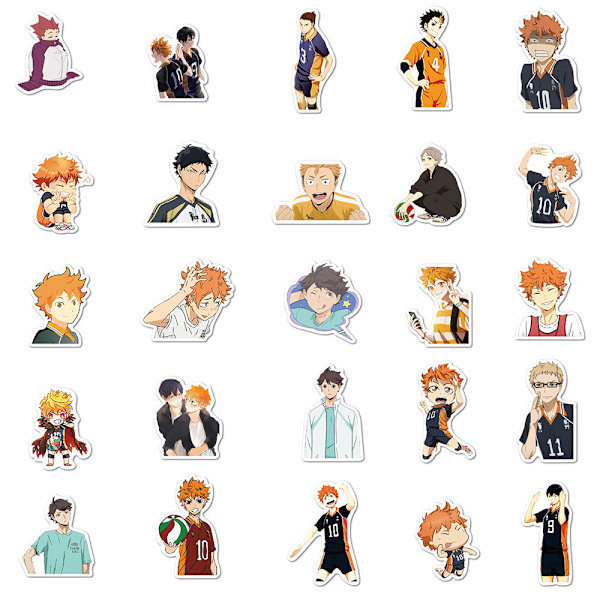 50/102 kpl Japanilaisia Haikyuu-sarjan TV-sarjasta tuttuja tarroja kannettavaan tietokoneeseen, polkupyörään, kitaraan, rullalautaan – vedenpitävät tarrat 50pcs-Random