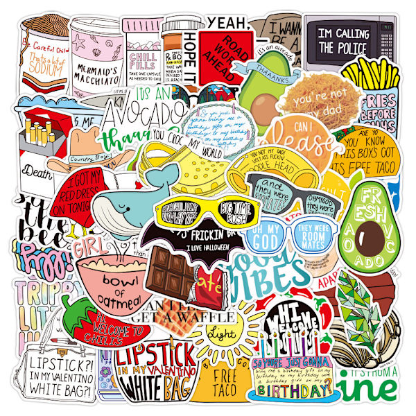 50 st Ej Upprepande Zhang Inspirerande Korta Meningar Graffiti Stickers Vattentäta Bagage Notebook Stickers Valentine's Day-50PCs