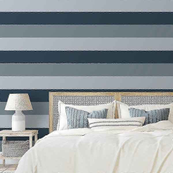 Randig tapet - Mjuk BlåMarinblåDenim Soft BlueNavyDenim