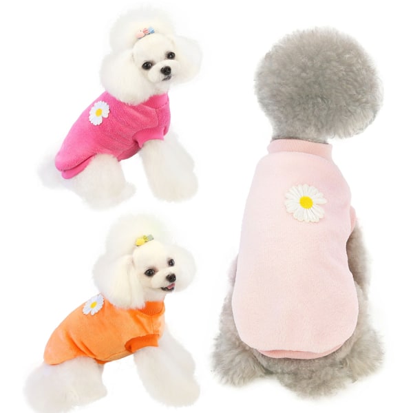 Små hund coral fleece hemkläder husdjurskläder Rose Red L