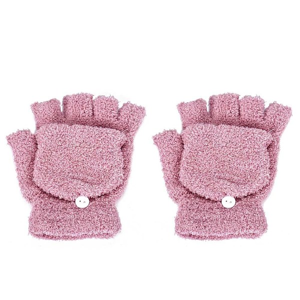 Vinter Varma Tjocka Ullhandskar Stickade Flip Fingerlösa Flexibla Exponerade Finger Tjocka Handskar Vantar Män Kvinnor Handske Beige