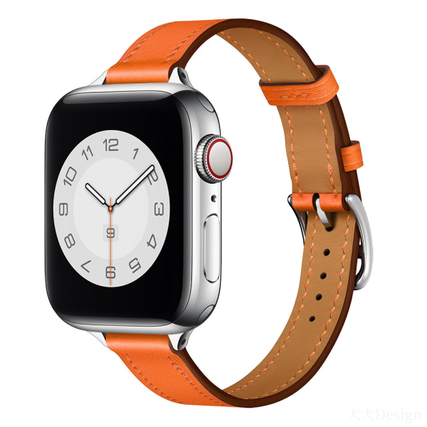 Läderarmband för Apple Watch Band 44mm 45mm 42mm 41mm 40mm 38mm Single tour armband iWatch series 3 4 5 6 SE 7 band 22 Hermes Orange For 38mm 40mm 41mm