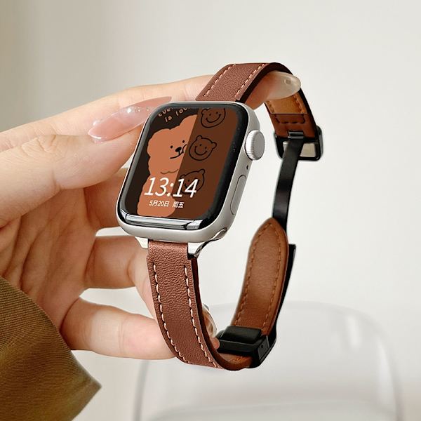 Klockarmband för Apple Watch iWatch för 1/2/3 42mm Tunt magnetspänne - mörkbrun