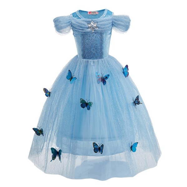 Fé Prinsessklänning Askungen Cosplay Utklädnad Födelsedagskostym Vestidios Baby Flickklänning Charm Set Fancy Dress Karneval 9-10T(150) 03