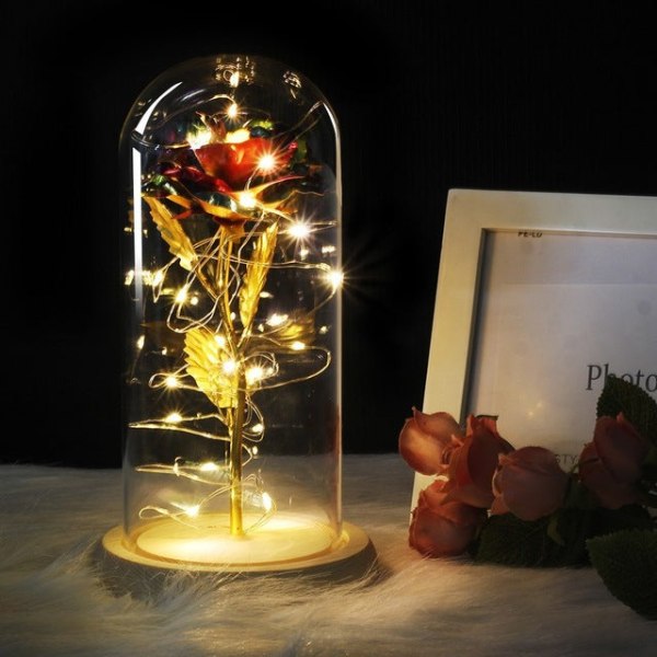 Drop shipping Galaxy Rose Keinotekoiset kukat Kaunotar ja Hirviö Ruusu Häät Sisustus Luova Ystävänpäivä Äitienpäivälahja bright color