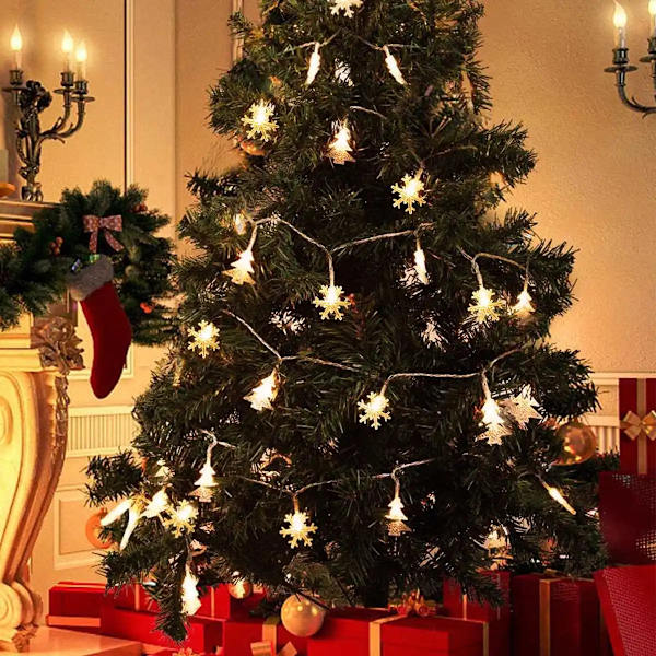 Juletræ Snefnug LED Lys Kæde Banner Juledekoration 2023 til Hjemmet Navidad Juletræsindretning Eventyrlys Vedhæng style 2 3M 20LED