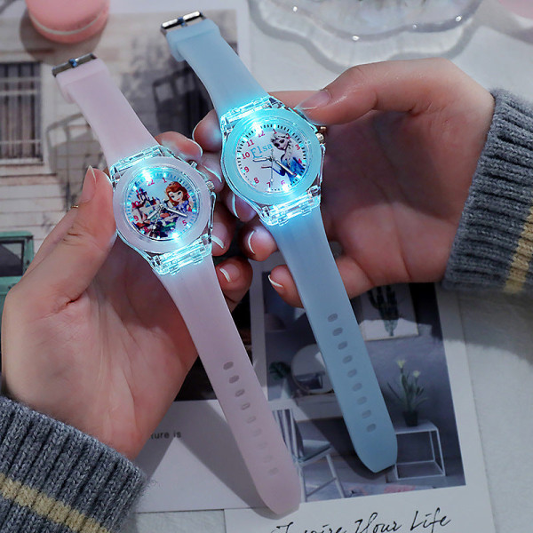 Tecknad Barnklocka Grundskoleelev Klocka Isprinsessa Flickklocka Light blue Aisha