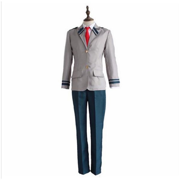 Anime Boku No Hero Academia Midoriya Izuku Bakugou Katsuki Grå My Hero Academia OCHACO URARAKA Skoleuniform Cosplay Kostumer Boy No Shirt XXL