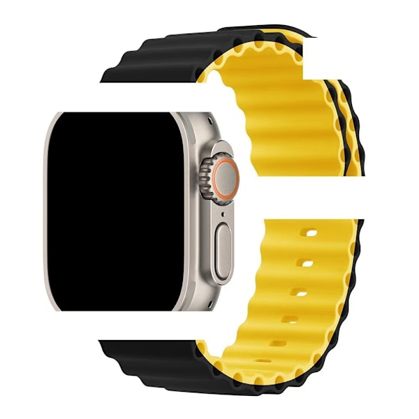 Kellon ranneke Apple Watch iWatch 38/40/41mm musta keltaisella