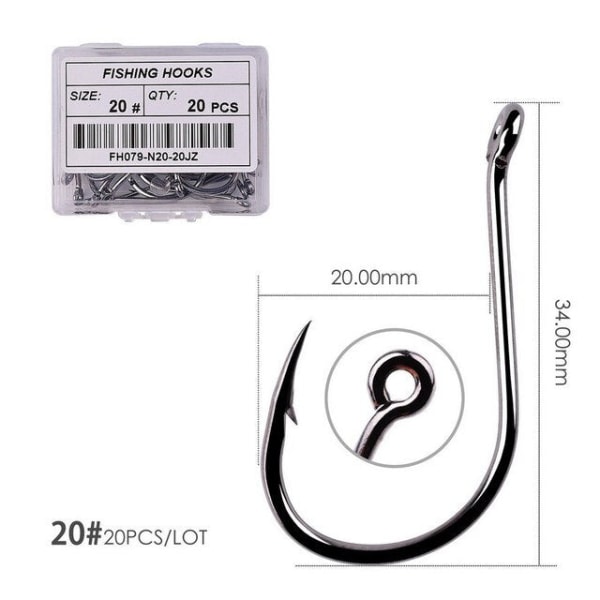 Fishhook 50 stk / 20 stk / Eske Sirkel Karp Øye Fiskekrok Størrelse 2-22# Ringøye Japan Fiskekroker Fiskekroker Enkel Jigg Fiskekrok Utstyr Size 20 - 20pc