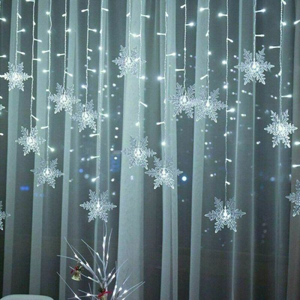 Hem Utomhus Semester Jul Dekorativt Bröllopssnöre Fairy Gardin Girlander Strip Party Lights (16 Snowflake String) White