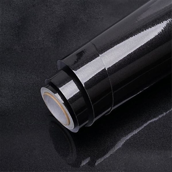 Selvklebende, vanntett og flyttbar vinyltapet, blank svart, 40cm x 2m Shiny Black 40cm x 2m