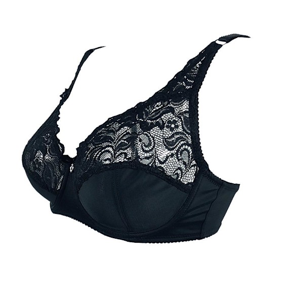 Supertunn Dam BH Sexig Transparent Spets Underkläder BH Plus Storlek C D Kupa Bralette Vardagsunderkläder Black 80C