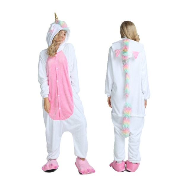 Unisex Unicorn Stitch Onesies Dam Vinter Jul Pyjamas Nattkläder Kostymer Vuxna Flanell Sovkläder Pyjamas Puple Tenma L