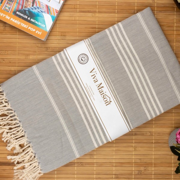 Tyrkisk Bomuld Stribet Sports Badehåndklæde med Kvaster Rejse Fitness Camping Bad Sauna Strand Fitness Pool Tæppe Absorberende Let Pleje Yellow 100x180cm