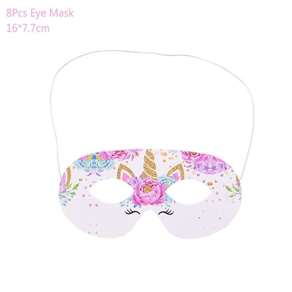Unicorn Engångsservis Unicorn Kalastillbehör Papperstallrikar Muggar Servetter Unicorn Födelsedagsfest Dekoration Baby Shower Flicka 8pcs eyemask