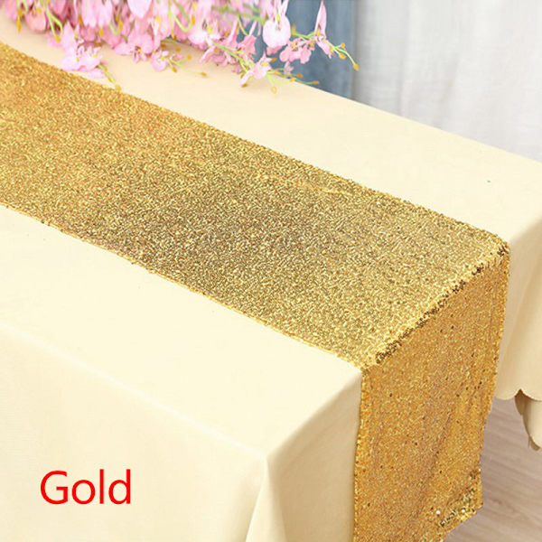 30x180cm Färgglad Paljettbordslöpare För Festduk Bröllop Bordsduk Bordsöverdrag Dekoration Bordslöpare dark gold
