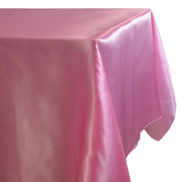 Rektangulær satengduk Overlegg Bryllupsbankett Tapete Hjem Spisebord Dekke Jul Halloween Bursdag Duk Light Pink 145X250CM