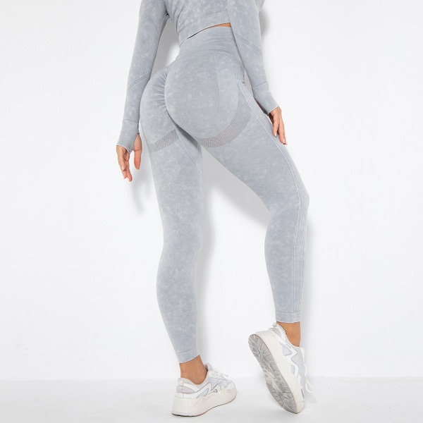Sömlösa Tvättade Fuktabsorberande Sexiga Peach Hip Wicking Yogabyxor Träningsbyxor Leggings 6500 trousers-washed wine red S