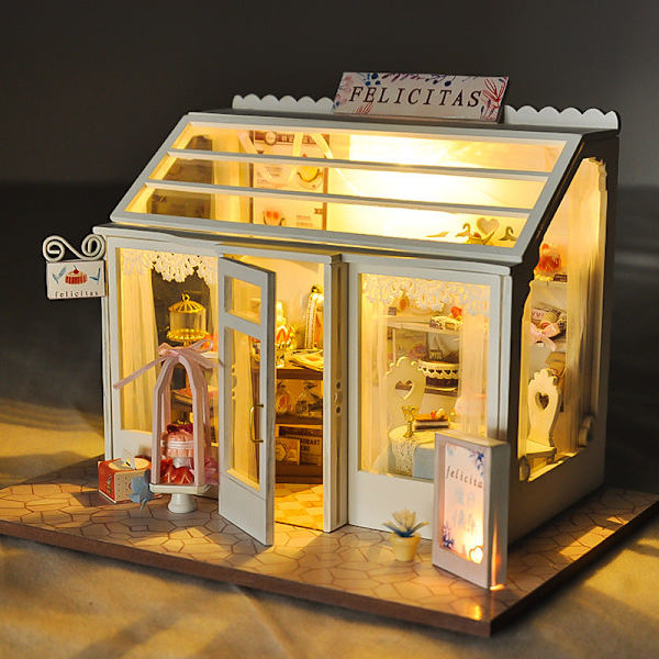 Flickors julklappar DIY dockhus handgjord modell butikshus Pedagogiska leksaker TD25 TERNSINE long