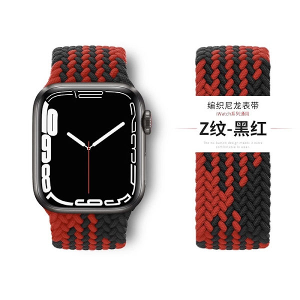 Kellon ranneke Apple Watch iWatch 38/40/41mm S-koko Z-kuvio musta ja punainen