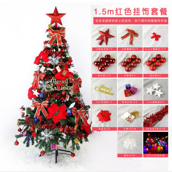 Juletre Sett 1.5, 1.8, 2.1M Kjøpesenter Hjem Lysende Juledekorasjon Juletre Sett 2.1m green set tree A