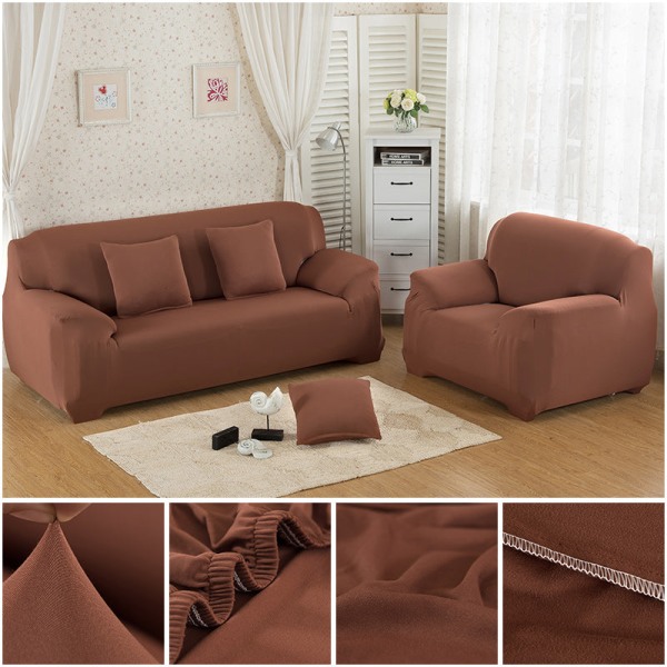 Överdrag Enfärgat Sofföverdrag för Vardagsrum Elastiskt Hörnsofföverdrag Stolsöverdrag 1/2/3/4 Sits Beige 2-seater 145-185cm