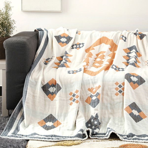Japansk Bomullsgarn Filt Förtjockning Handdukslakan Dubbel Luftkonditionering Täcke Andningsbar Sommarfilt Sommartäcke Red Edge (gray) Indian towel blanket 200*230