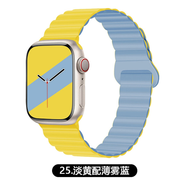 Klockarmband för Apple Watch iWatch för 1-9 generationerna 38/40/41mm 25 ljusgul med dimblå