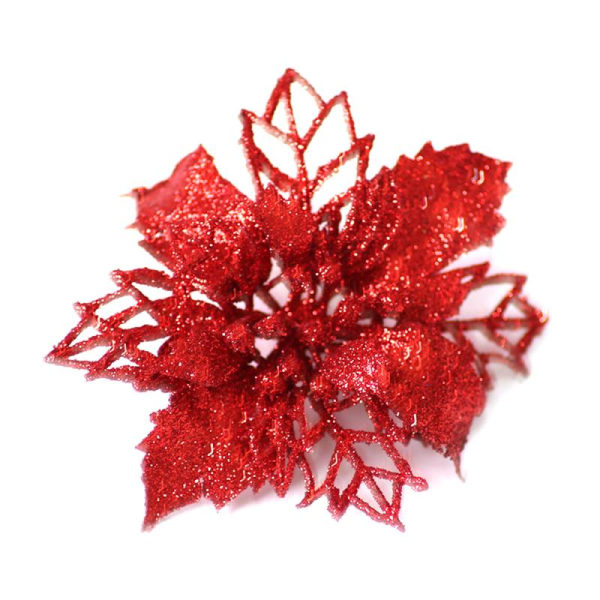 1 stk. Kunstige Blomster Jule Fake Blomster Glitter Glædelig Jul Træ Ornamenter Julepynt Til Hjemmet 03