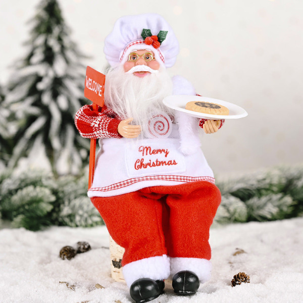 Juldekoration Station Santa Doll Dekoration Santa Claus Stående Ornament Doll Sitting oil lamp