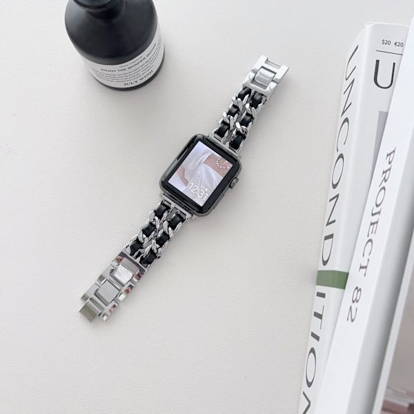 Klockarmband för Apple Watch iWatch 38/40/41mm silver+svart