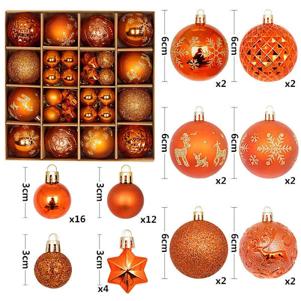 Julgranskulor 42/44 st 6 cm Stora Julkulor Flerfärgade Kuldekorationer Julgransprydnader Set för Hemfest 44pcs16 As picture