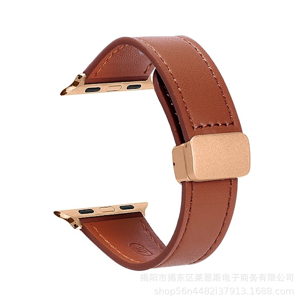 Klockarmband för Apple Watch iWatch Passande storlek 38-40-41mm s10-42mm PG-Mockabrun-Roséguldspänne Love-Shi Magnetiskt Vikspänne
