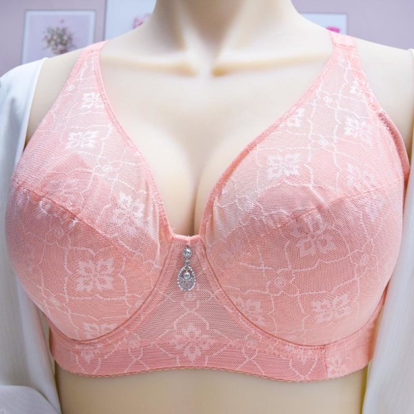 Push Up BH Heltäckande Bygelkalsonger för Dam Bralette Sexig Plus Size Bh-byst E F Cup Pink 42F