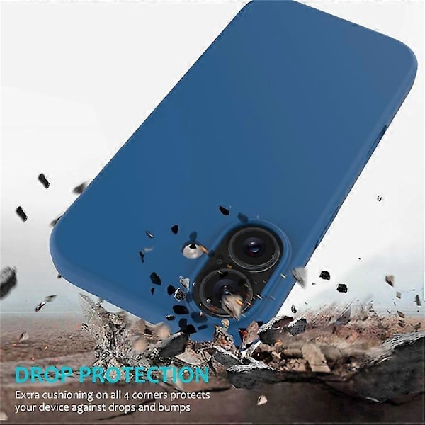 Kompatibelt Skal för iPhone 16, Flytande Silikon, Mjukt Foder, Stötsäkert Telefonskydd Blue