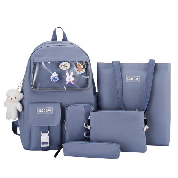4 st/set Skolryggsäckar för damer Skolväska Daisy Canvas för tonårsflickor Student College Bokväska Pojkar Portfölj Bolsas Mochilas G Blue Backpacks