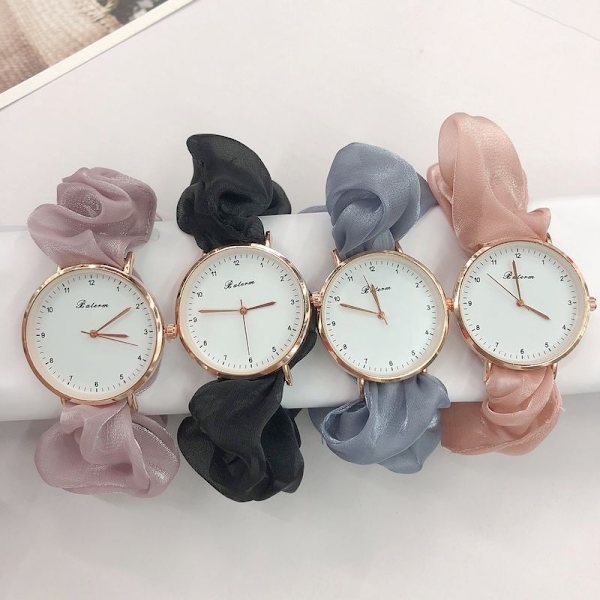 Kreativt Modebånd Digitalt Ur Dame Fe Elegant Personlighed Dameur Studerende Beige