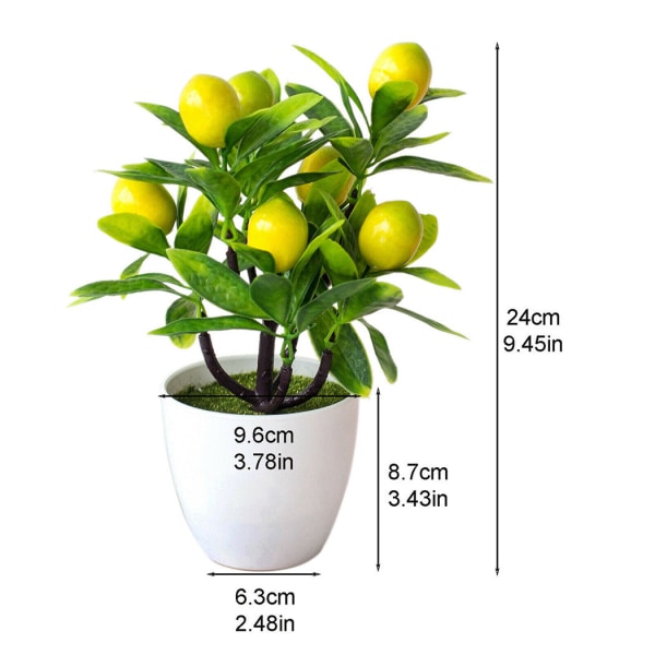 18CM Konstgjorda Frukter Citron Simulerad Bonsai Heminredning Krukväxt Vardagsrum Ornament Falskt Träd konstgjorda växter Light Yellow China