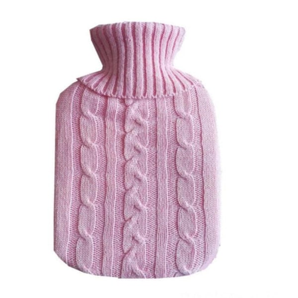 2000ml Varmvattenflaska med Stor Kapacitet, Högkvalitativa Varmvattenflaskor med Stickat Överdrag, Vintervarm Återanvändbar Handvärmare rose red